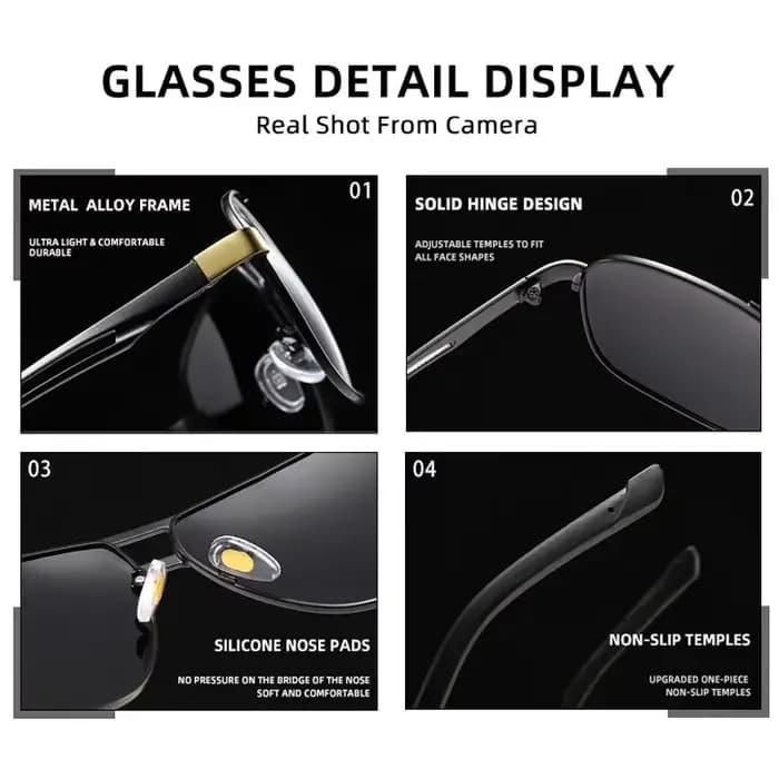Lunettes de soleil pour hommes aviateur polarisé Protection UV Style militaire miroir en métal