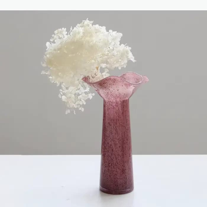 Vase en verre à bordure feuille de lotus, artisanat, pots à fleurs, décoration de table, arrangements floraux, vases floraux, décoration esthétique de la pièce