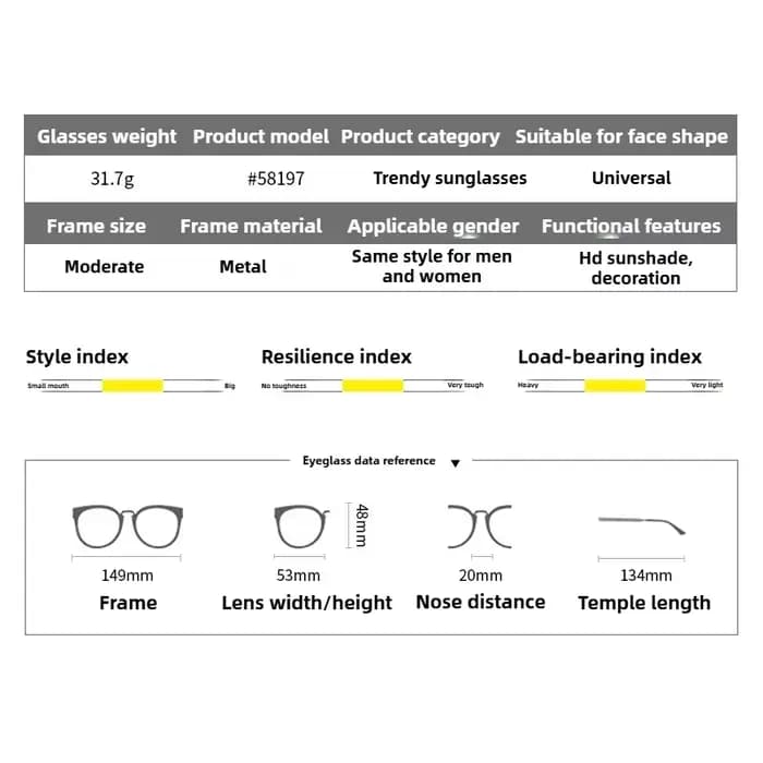 Nouvelles lunettes de soleil pour myopie en métal à monture carrée de Style Vintage