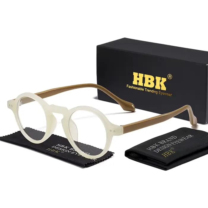 HBK Vintage rond hommes petites lunettes cadre de haute qualité marque Design Anti lumière bleue