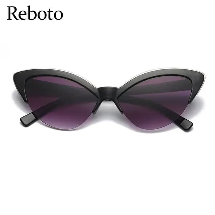 Lunettes de soleil œil de chat blanches vintage pour femmes