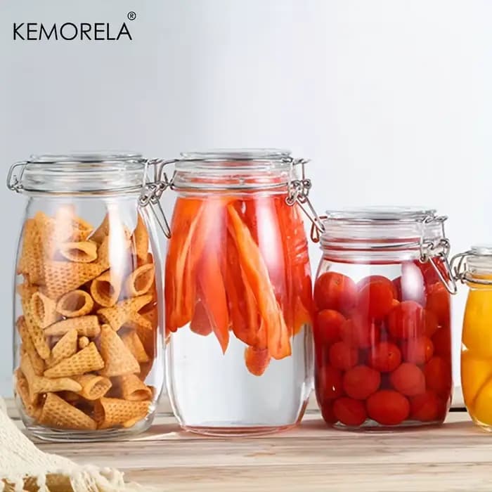 Pot de rangement en verre Borosilicate avec couvercle de verrouillage hermétique, sans BPA, lavable au lave-vaisselle, idéal pour les grains de café, les Fruits et les noix, 1 pièce