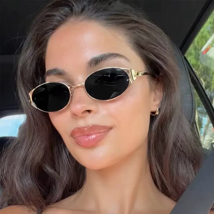 Nouvelles Lunettes de Soleil de Luxe de Marque Tendance pour Femme 2026 – Monture Métallique Ovale Style Punk pour Voyage et Fête
