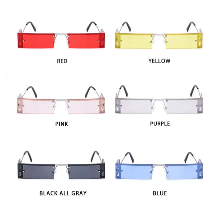 Mimiyou – lunettes de soleil rectangulaires sans bords pour hommes et femmes
