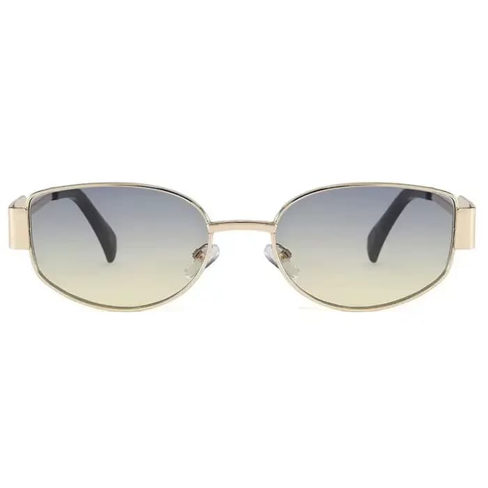 Nouvelles lunettes de soleil haut de gamme pour femmes, monture ovale en métal, lunettes de soleil pour hommes, style rétro européen et américain