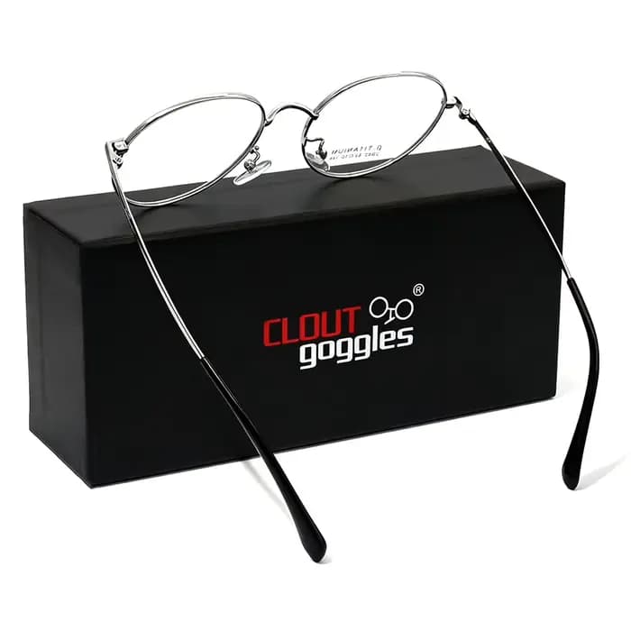 CLOUT GOGGLESS Monture de lunettes de vue Business Personnalité Homme Femme Métal Rond Anti-lumière Bleue Verres Optiques
