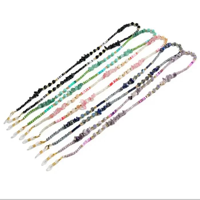 Chaîne de lunettes colorée avec perles et pierres de cristal