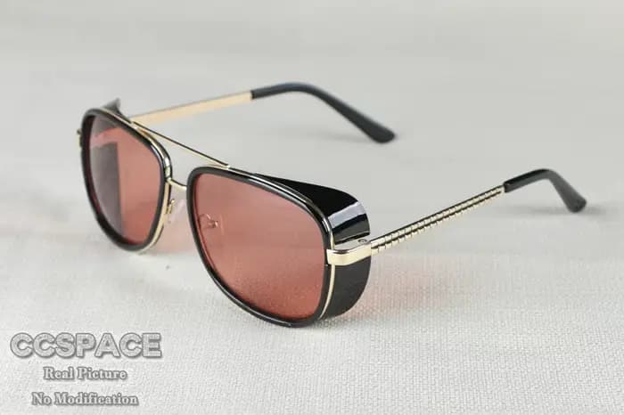 Lunettes de soleil rétro lentilles rouges pour hommes Steam punk femmes Vintage