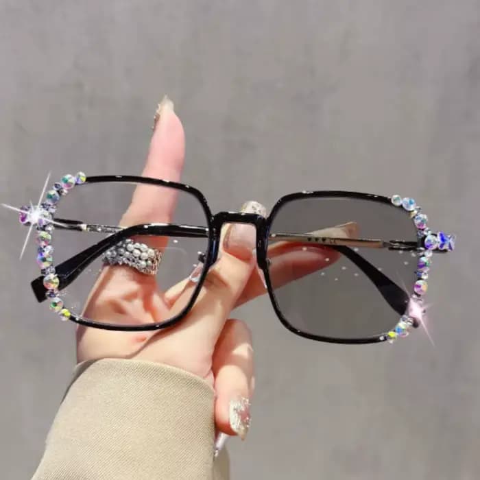 Lunettes photochromiques en diamant, bijoux à la mode, lunettes de myopie à couleur changeante, avec sensation haut de gamme-0-4
