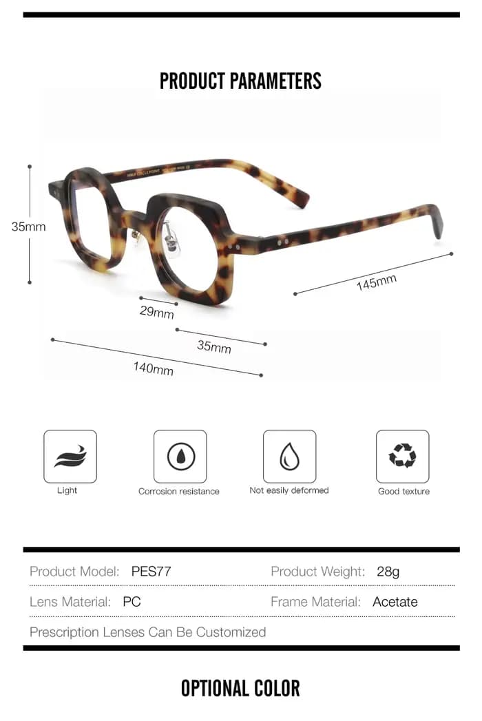 Monture de lunettes en acétate pour hommes et femmes