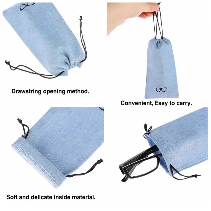 Poudres de tissu de lin portables pour sac de lunettes de soleil