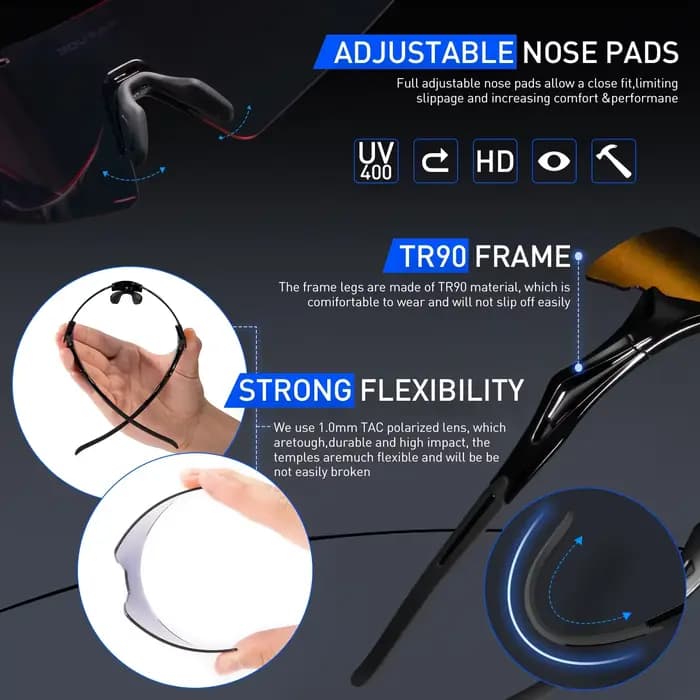 Kapvoe hommes femmes lunettes de cyclisme UV400