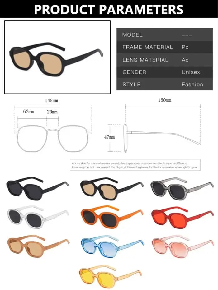 Lunettes de soleil ovales concaves vintage pour femme