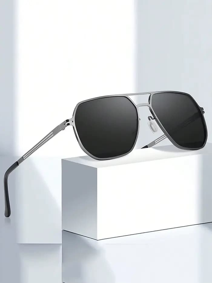 Lunettes de soleil métalliques surdimensionnées pour hommes