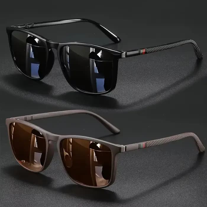 2 paires de lunettes de soleil de luxe carrées vintage décontractées et tendance pour hommes et femmes