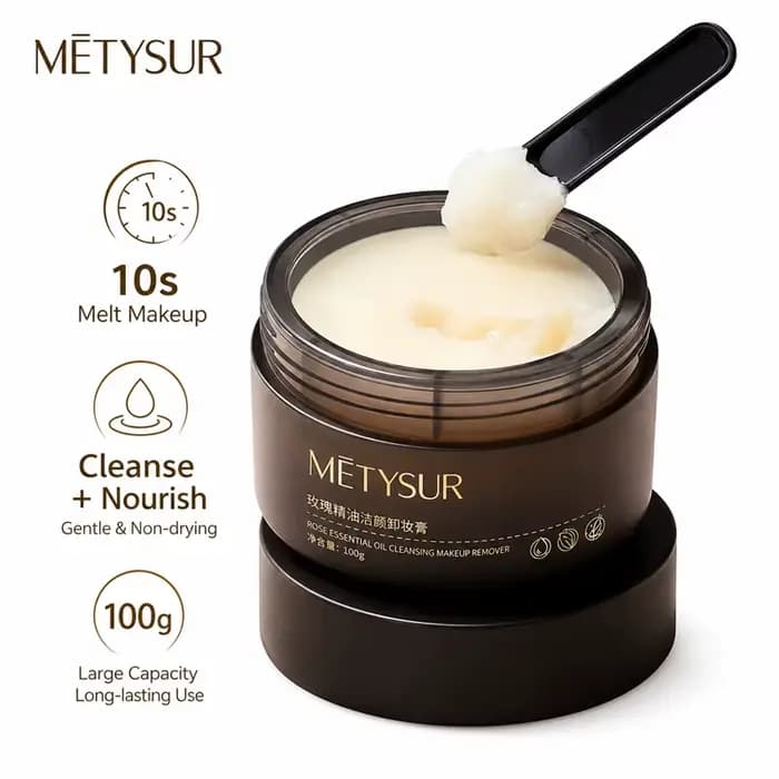 Baume démaquillant visage 100g à l'huile de rose, fond rapidement en 10 secondes, démaquille le maquillage waterproof, nettoyant doux et en profondeur pour tous types de peau