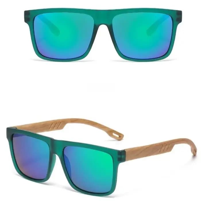 Lunettes de soleil carrées avec monture en bois de bambou
