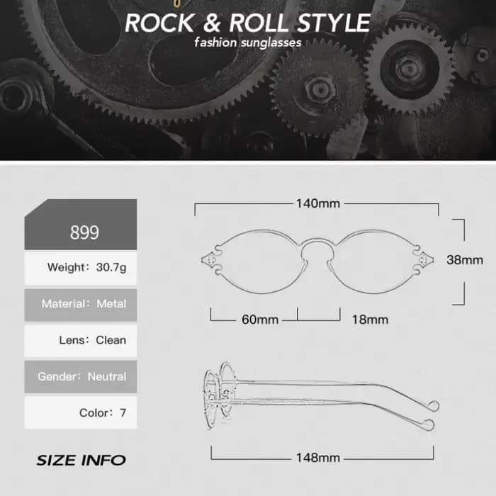 Lunettes de soleil ovales Steampunk de Style japonais
