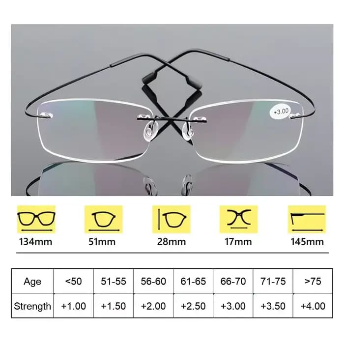 Lunettes carrées sans cadre en métal rétro classiques unisexes