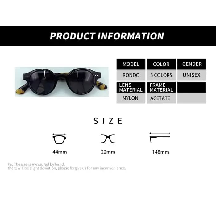 Lunettes de soleil rondes en acétate faites à la main pour hommes et femmes