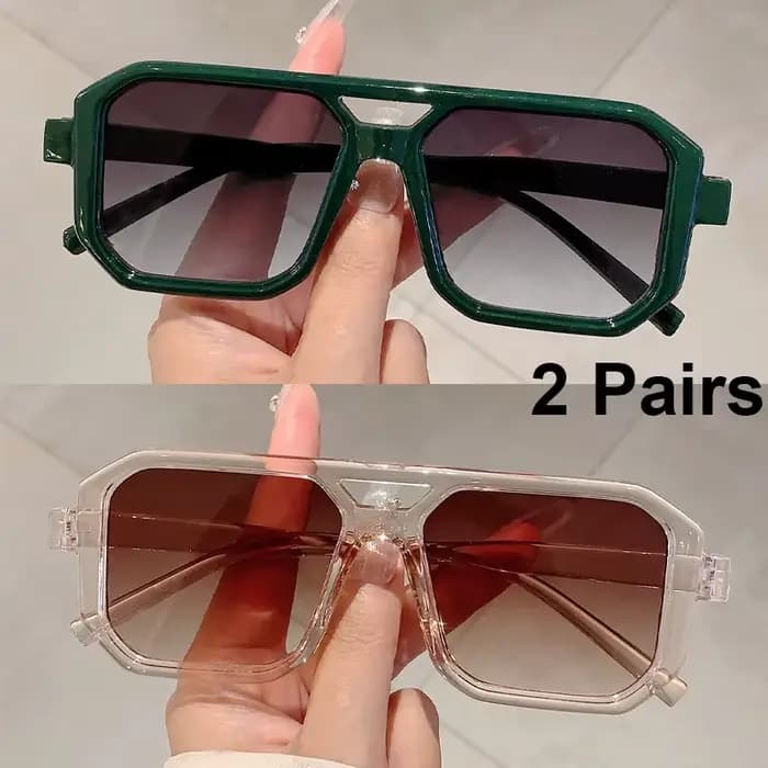 2 paires de lunettes de soleil carrées Vintage pour hommes et femmes