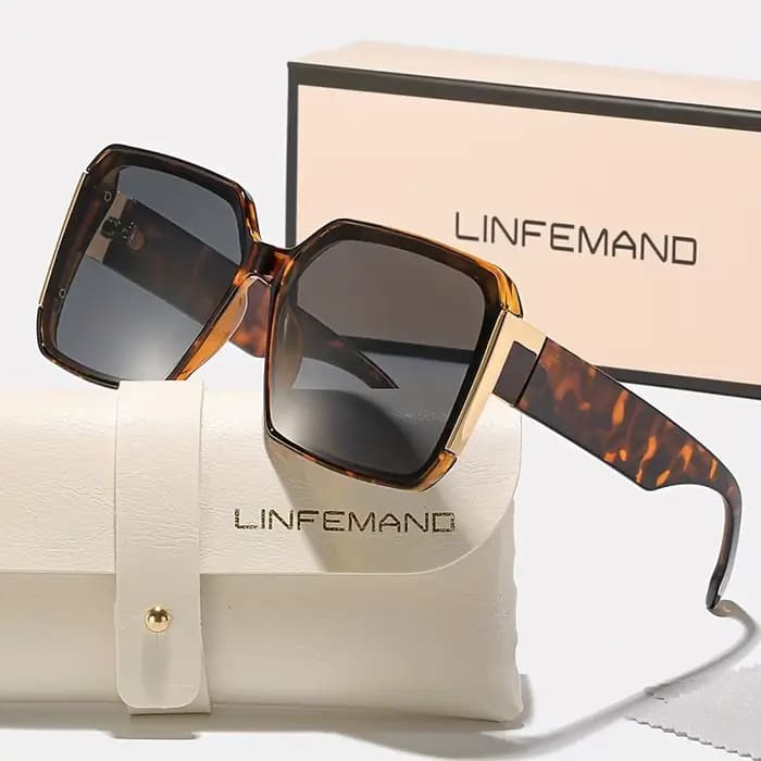 LINFEMAND mode grand cadre décoration lunettes pour femmes UV400