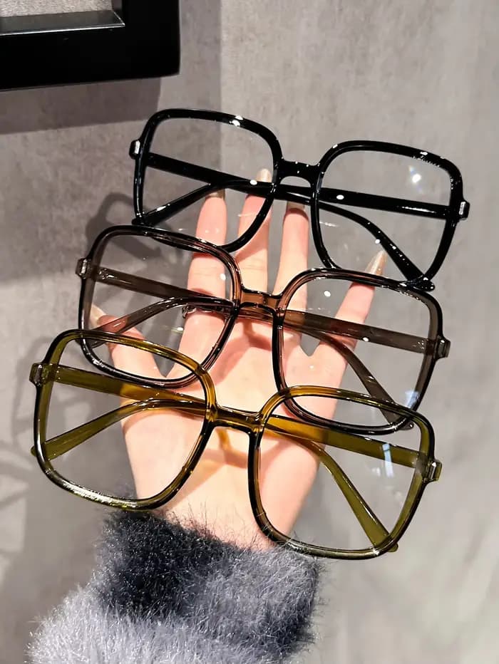 Lunettes carrées surdimensionnées sans Prescription