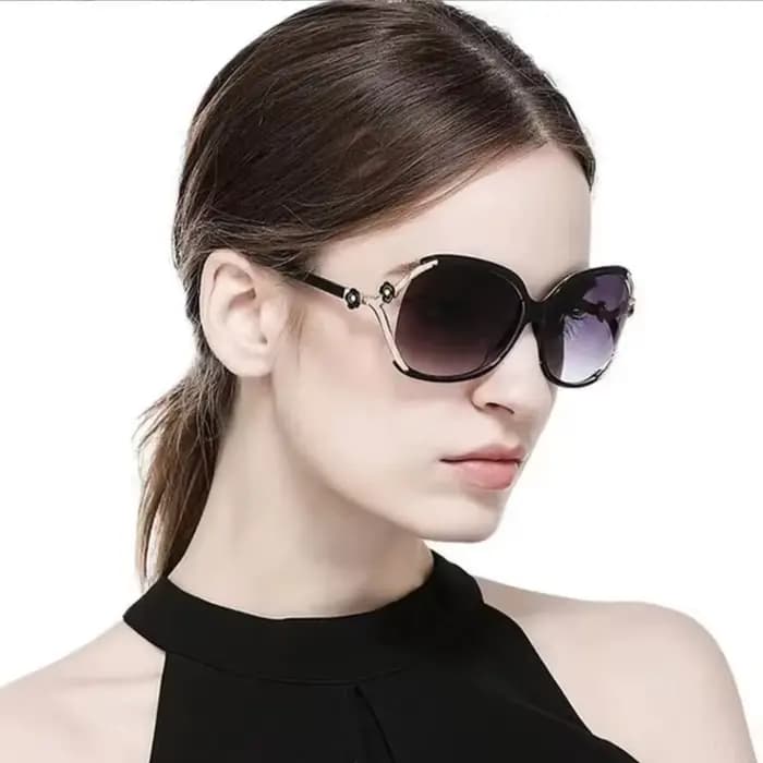 Lunettes de soleil rondes à grande monture pour femmes