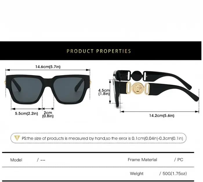 Lunettes de soleil tendance à monture carrée personnalisée avec tête de lion