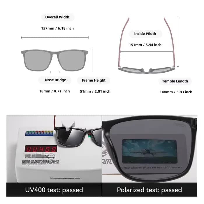 Lunettes de soleil polarisées KDEAM taille XL extra large pour hommes