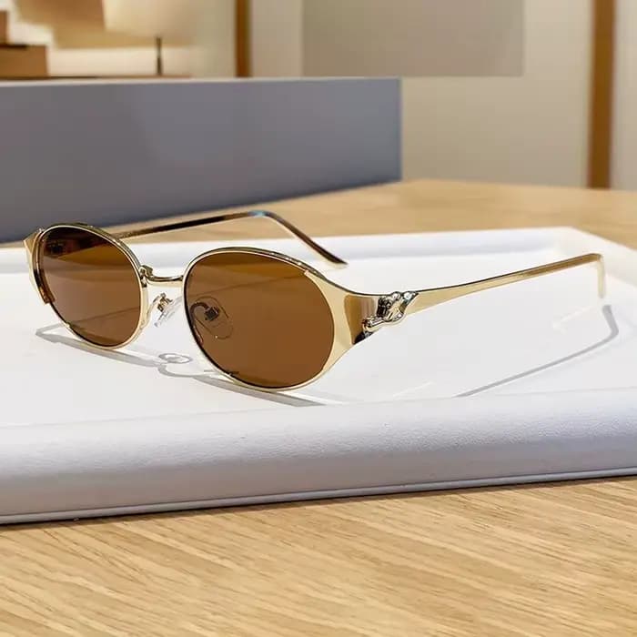 Nouvelles Lunettes de Soleil de Luxe de Marque Tendance pour Femme 2026 – Monture Métallique Ovale Style Punk pour Voyage et Fête