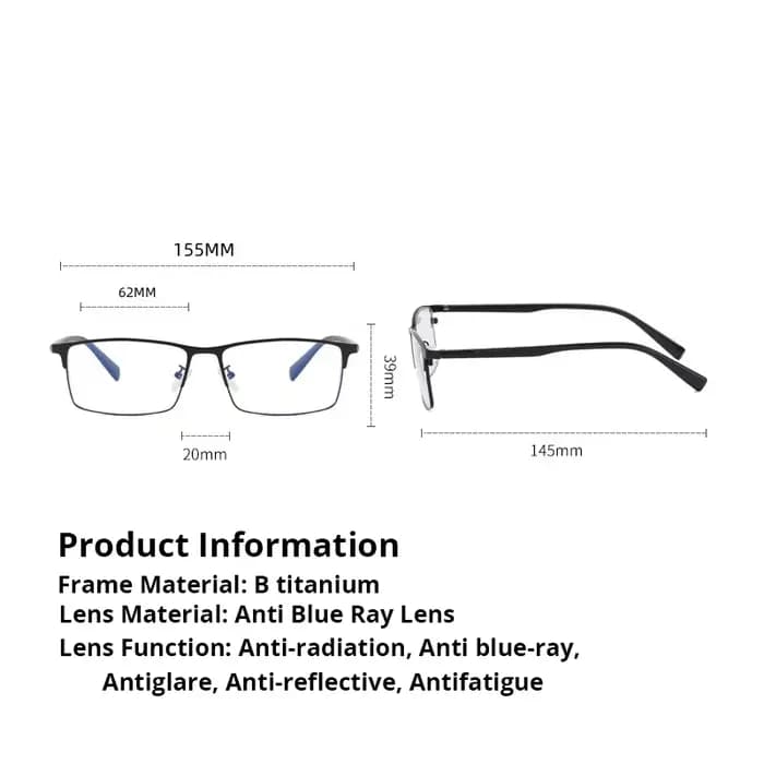 Grand cadre de lunettes en titane Anti rayons bleus