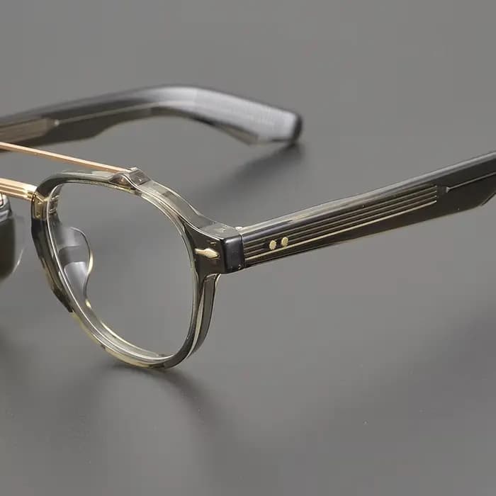 Lunettes ovales à Double faisceau en acétate faites à la main pour hommes