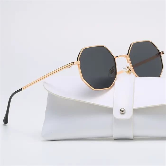Lunettes de soleil polygonales en métal pour hommes et femmes