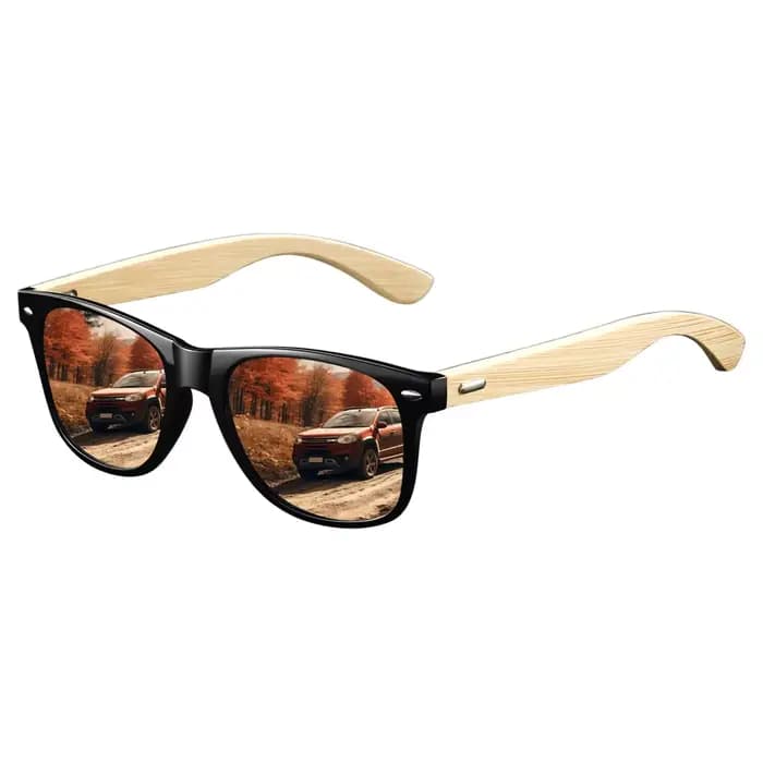Lunettes de soleil carrées vintage en bois de bambou