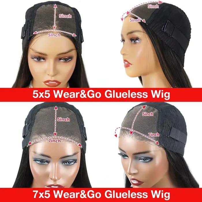 30 pouces sans colle droite perruques de cheveux humains 7x5 perruques sans colle pour les femmes cheveux brésiliens pré coupés pré plumé 5x5 fermeture dentelle perruque