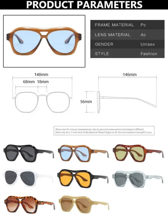 Lunettes de soleil rétro à double pont pour femmes