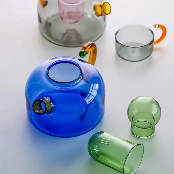 Théière en verre coloré avec poignée, haute teneur en borosilicate, résistante à la chaleur, eau bouillante, ensembles de thé, bouilloire, tasse à eau, bouteille