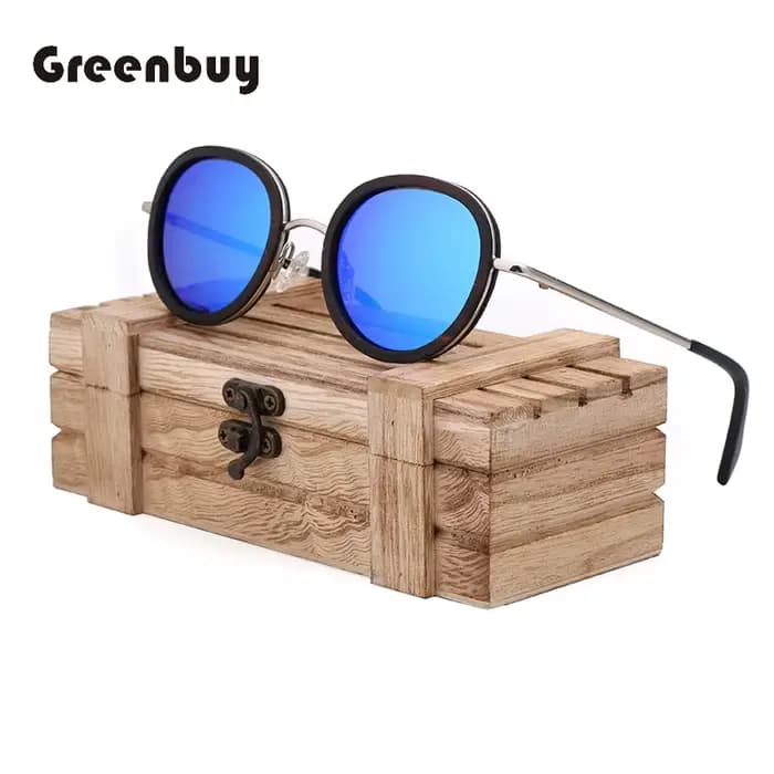 Lunettes de soleil à couche Sandwich en bois d'ébène