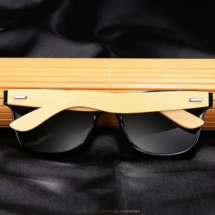 Lunettes de soleil carrées Vintage en bois de bambou pour hommes et femmes