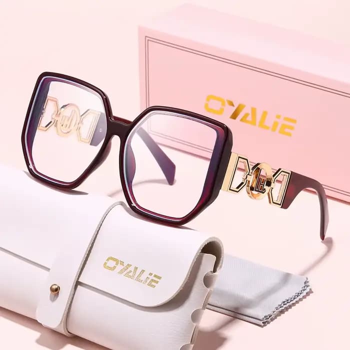 Lunettes Oyalie à monture large et élégante avec accents métalliques