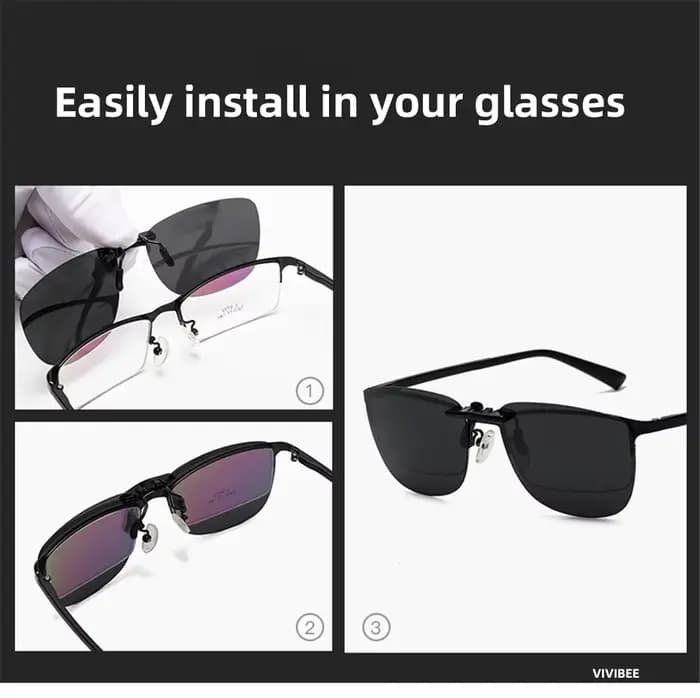 Lunettes de soleil polarisées à Clip carré pour femmes et hommes