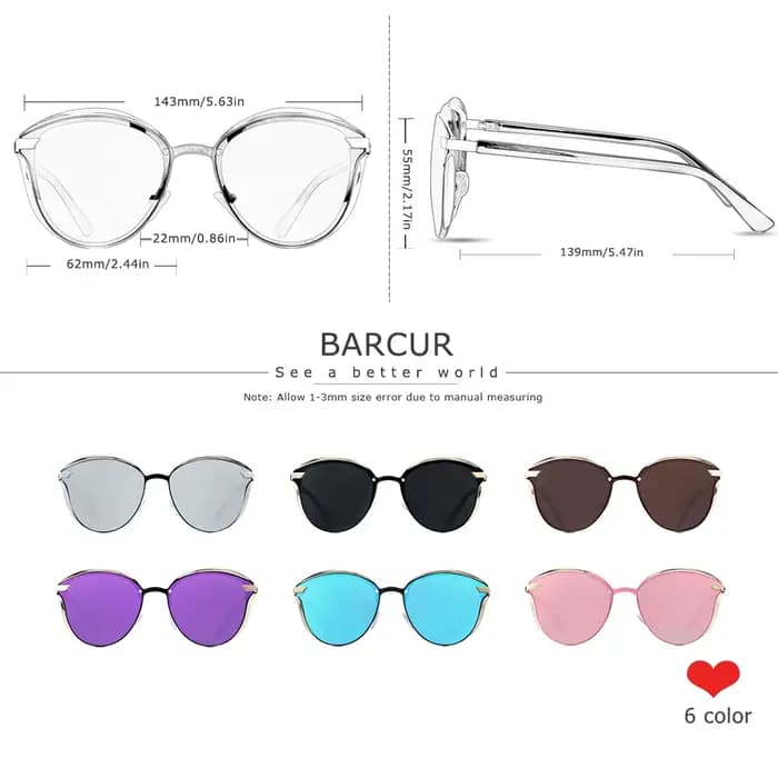 BARCUR lunettes De Soleil polarisées femmes luxe rond verre De Soleil pour femmes dames Femme ombre Lunette De Soleil Femme