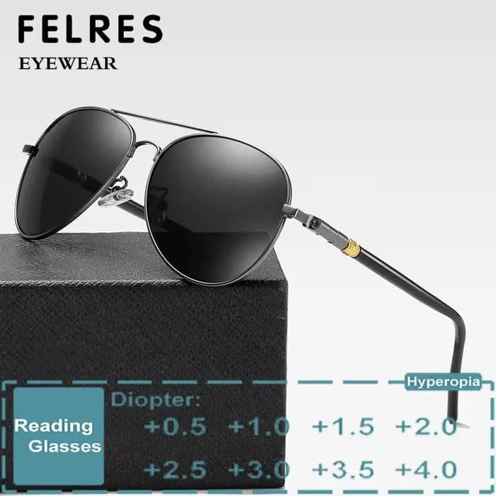 Pilot hommes classique Prescription lecture lunettes de soleil lentille noire fini presbyte lecteurs ombre