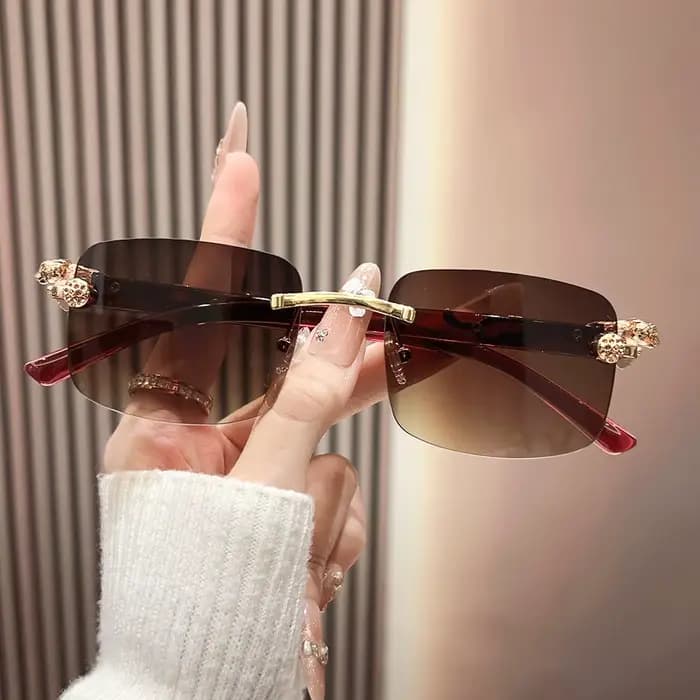 2025 classique sans monture carré lunettes de soleil hommes teinte couleur métal guépard décoration mode luxe