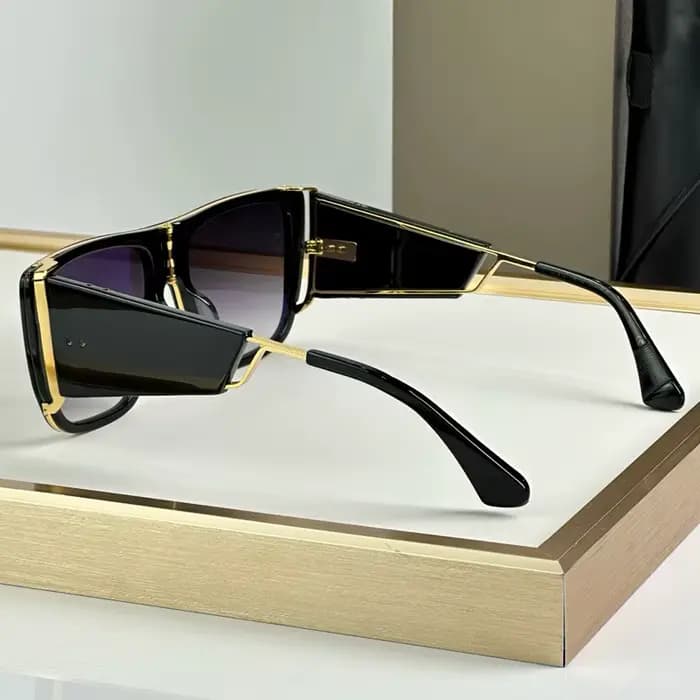 127 Lunettes de soleil carrées de luxe avec boucliers latéraux pour hommes et femmes, en acétate, qualité supérieure, Vintage, mode de rue, alliage UV400 avec étui