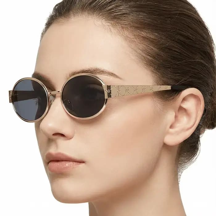 Glamour luxe femmes lunettes de soleil métal ovale marque