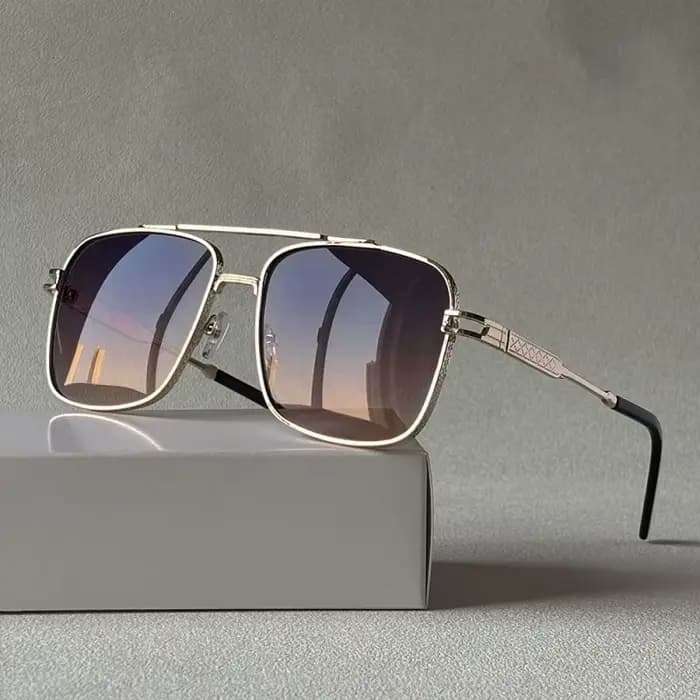 Lunettes de soleil carrées élégantes à Double pont