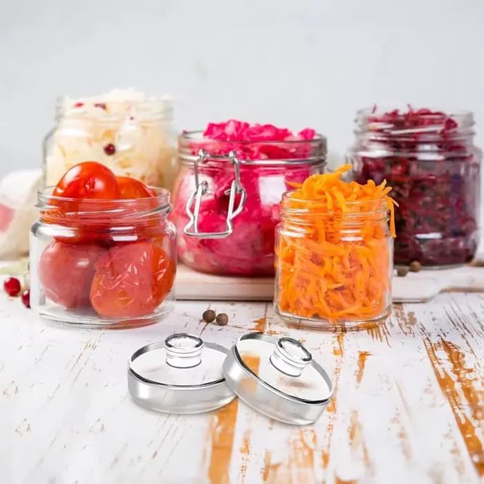 Poids en verre fermenté avec poignée, couvercle de bocal Mason à large ouverture scellé, gadgets de cuisine, récipients de stockage transparents, couvercles ménagers