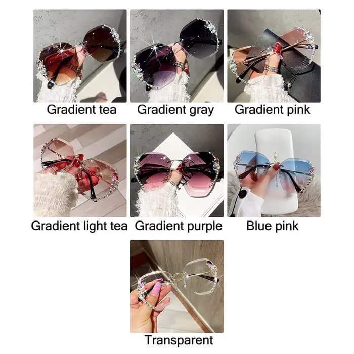 Nouvelles lunettes de soleil en métal sans bordure femmes